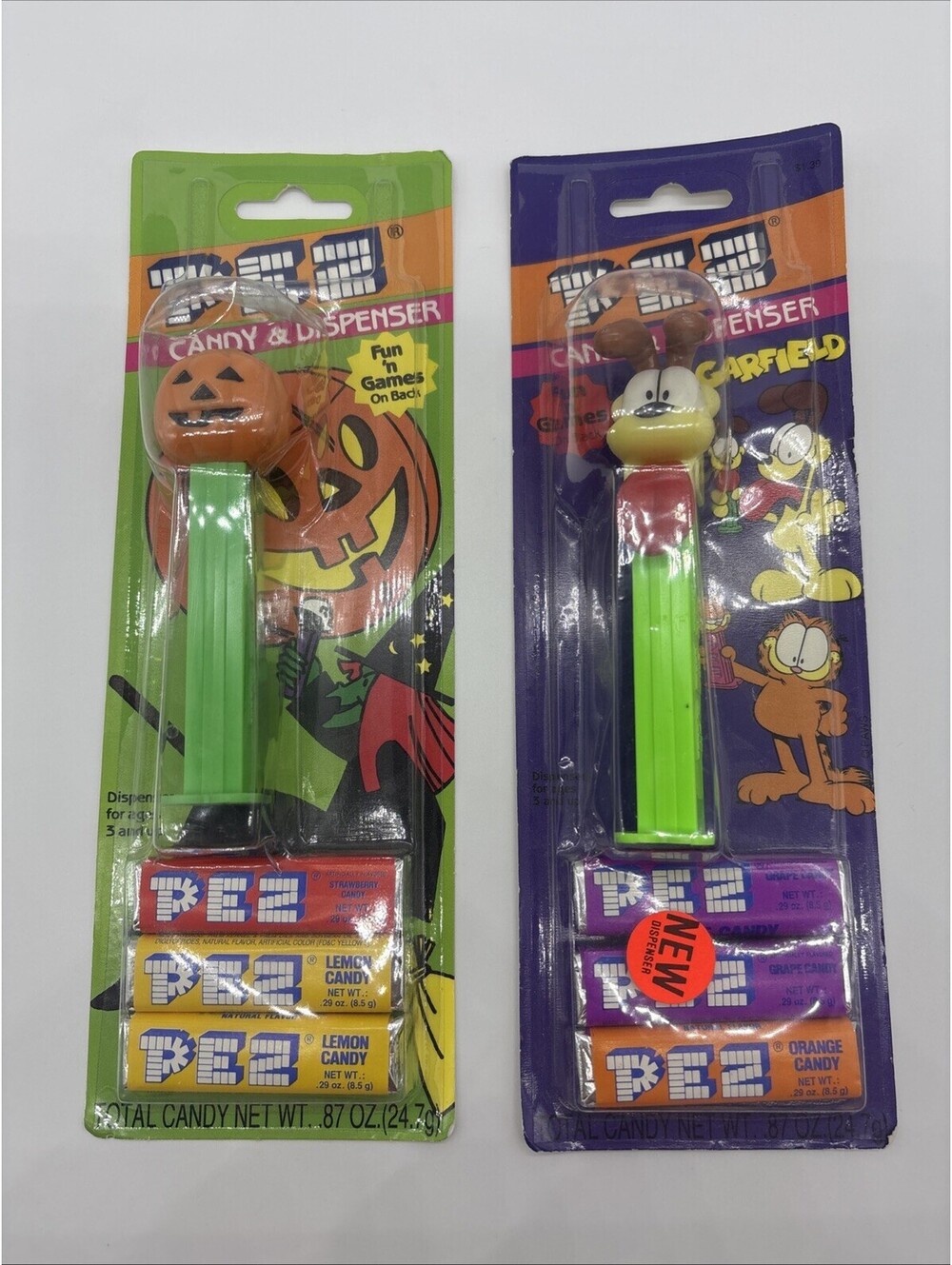 Garfield “Odie” Footed Pez Candy & Dispenser & Vintage Pumpkin Dispenser